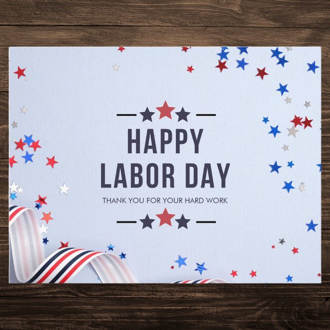 Patriotic Red and Blue Stars Labor Day Holiday Postcard (Creator Uploaded)