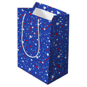 Patriotic Red and White Stars On Blue Medium Gift Bag