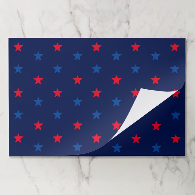 Patriotic red blue & navy stars pattern placemats (Folded)