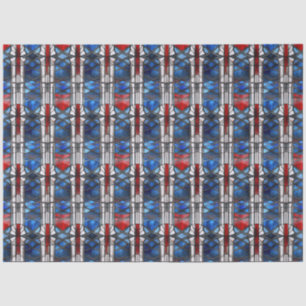 Patriotic Red Blue Stained Glass Tissue Paper