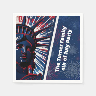 Patriotic Red Blue Statue of Liberty 4th of July Napkins