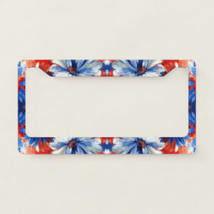 Patriotic Red Blue White Floral (10) License Plate Frame