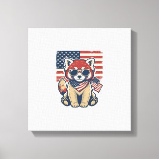Patriotic Red Panda Flag Vintage Vector Design_1 Canvas Print