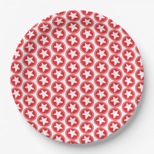 Patriotic Red Star Pattern 4th of July  Labor Day Paper Plates
