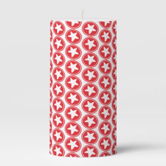 Patriotic Red Star Pattern 4th of July / Labor Day Pillar Candle
