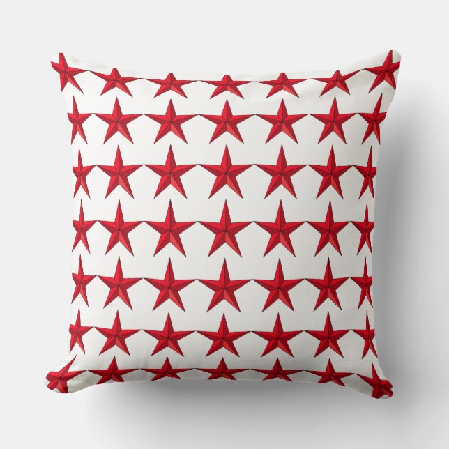 Patriotic Red Stars on White Field Accent Pillow (Front)