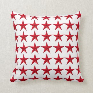 Patriotic Red Stars on White Field Accent Pillow