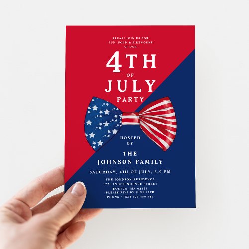 Patriotic Red White An Blue 4th Of July Invitation