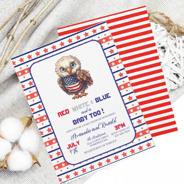 Patriotic Red White and Blue 4th July BBInvitation Invitation | Zazzle