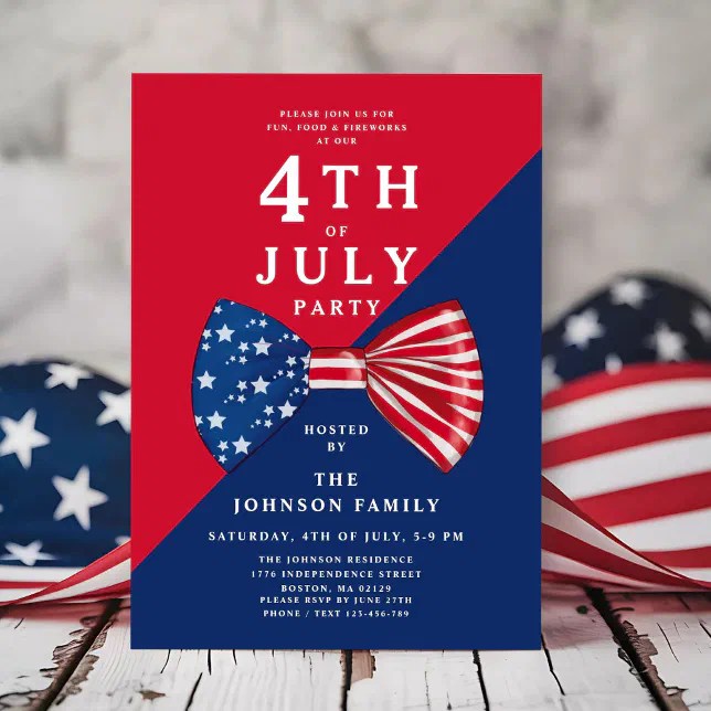 Patriotic Red White And Blue 4th Of July Invitation | Zazzle