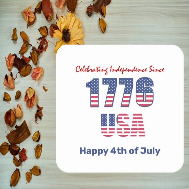 Patriotic Red White and Blue 4th of July  Square Paper Coaster (Creator Uploaded)