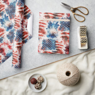 Patriotic Red White and Blue 4th of July Wrapping  Paper