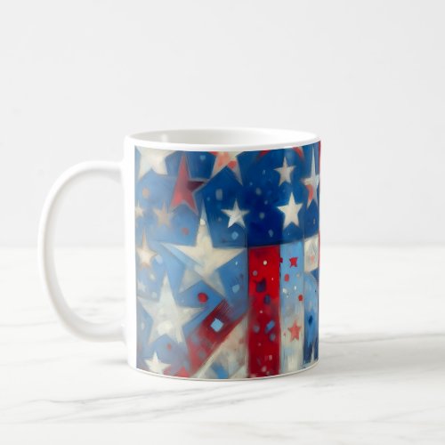 Patriotic Red White and Blue Abstract US Flag Coffee Mug