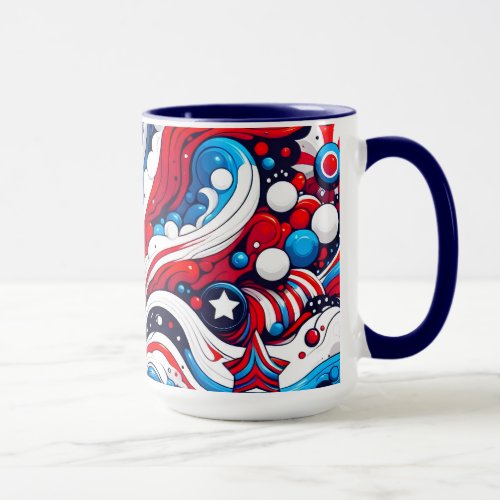 Patriotic Red White and Blue Abstract US Flag Mug