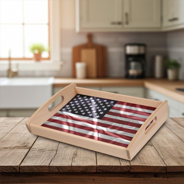 Patriotic Red White and Blue American Flag Serving Tray (Creator Uploaded)