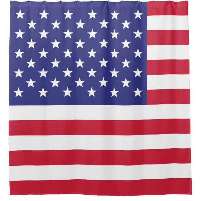 Patriotic Red White and Blue American Flag Shower Curtain (Front)