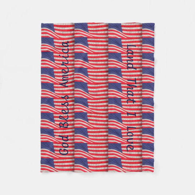 Patriotic Red White and Blue American Flags Fleece Blanket (Front)