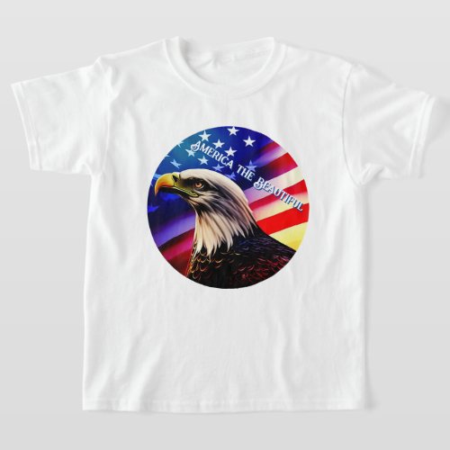 Patriotic Red White and Blue and Bald Eagle T_Shirt