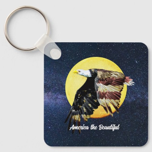 Patriotic Red White and Blue Bald Eagle Keychain