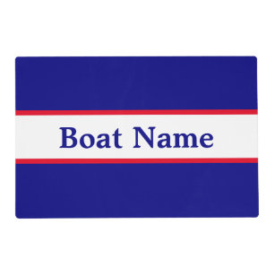 Patriotic Red White and Blue Boat Name Text Placemat