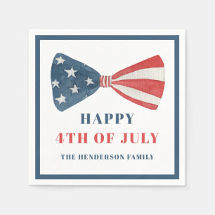 Patriotic Red, White And Blue Bow 4th Of July Napkins