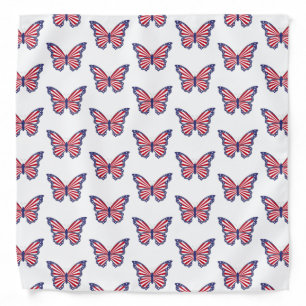 Patriotic Red White And Blue Butterfly Bandana
