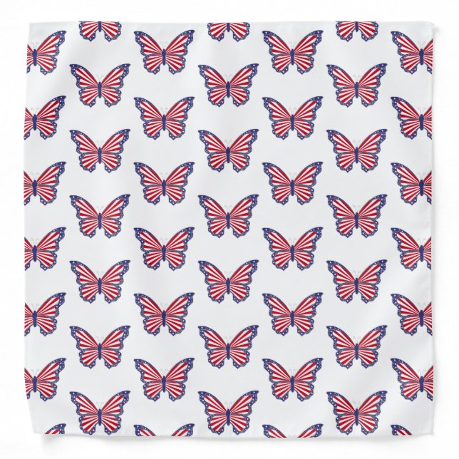 Patriotic Red White And Blue Butterfly Bandana (Front)