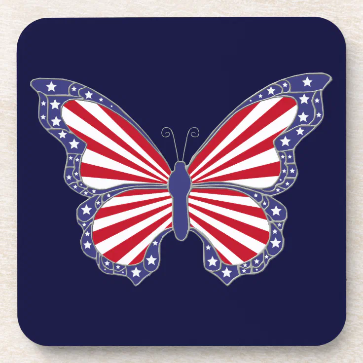 Patriotic Red White And Blue Butterfly Coasters | Zazzle