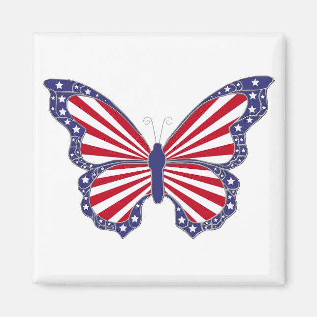 Patriotic Red White And Blue Butterfly  Magnet (Front)