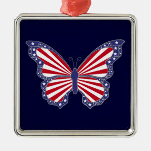 Patriotic Red White And Blue Butterfly Ornament