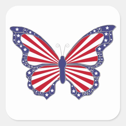 Patriotic Red White And Blue Butterfly Stickers