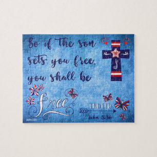 Patriotic Red White and Blue Christian Freedom Jigsaw Puzzle