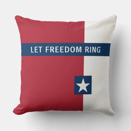 Patriotic Red White and Blue Color Blocked Throw Pillow