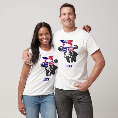 Patriotic Red White and Blue Cow T_Shirt