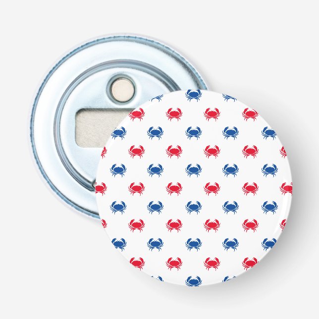 Patriotic Red white and blue crab pattern Bottle Opener (Front)