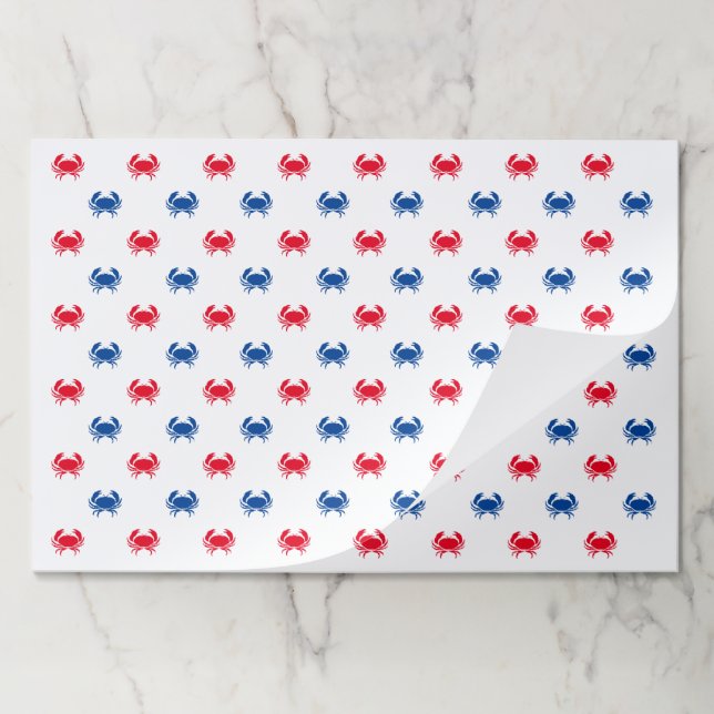 Patriotic Red white and blue crab pattern placemat (Folded)