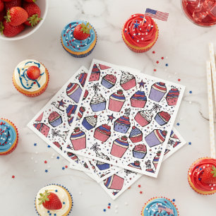 Patriotic Red White and Blue Cupcake Party Napkins