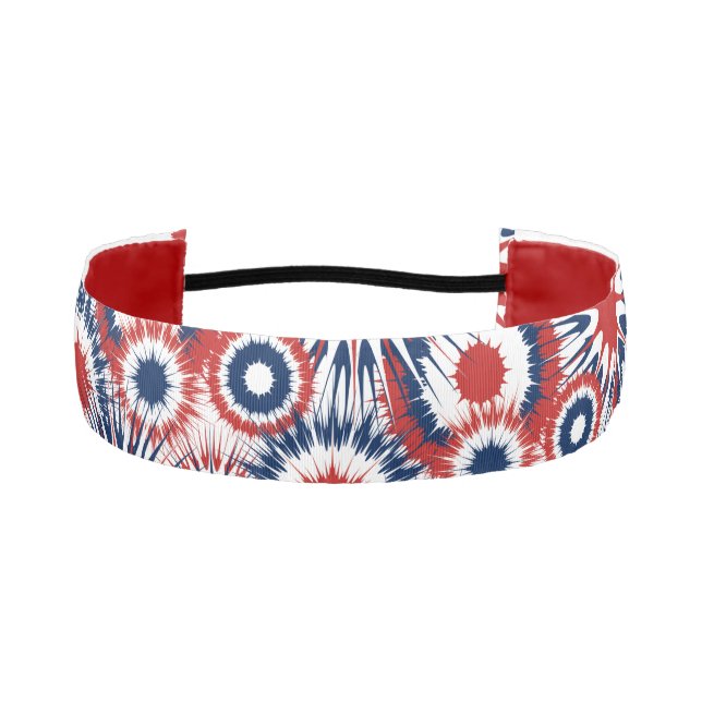 Patriotic Red White and Blue Fireworks Athletic Headband (Front)