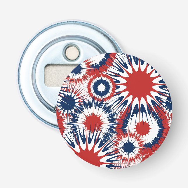 Patriotic Red White and Blue Fireworks Bottle Opener (Front)