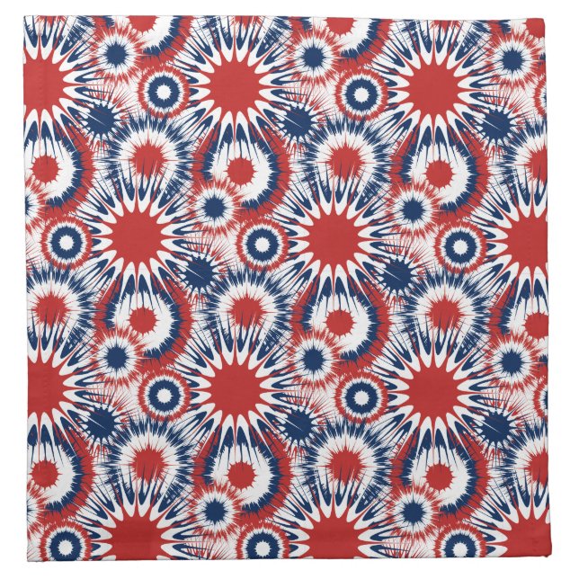 Patriotic Red White and Blue Fireworks Cloth Napkin (Front)