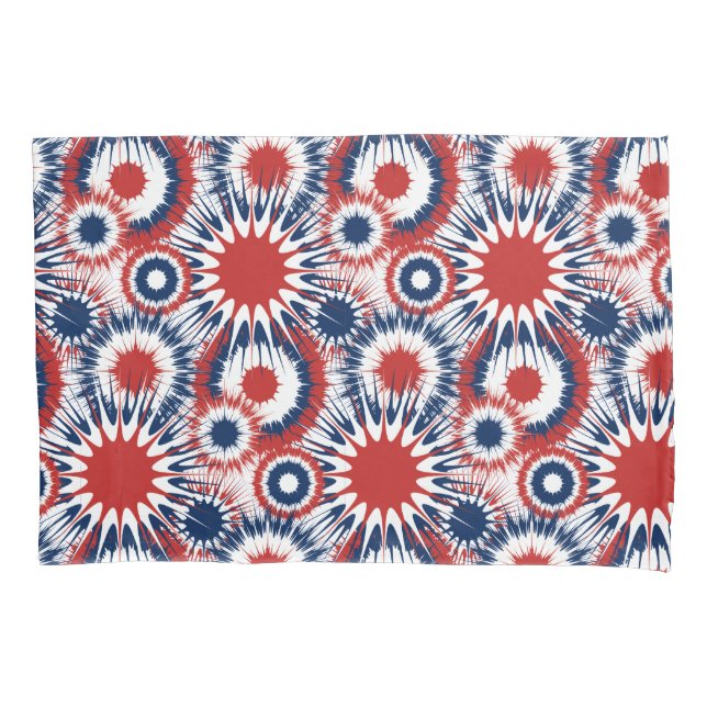 Patriotic Red White and Blue Fireworks Pillow Case (Front-Left)