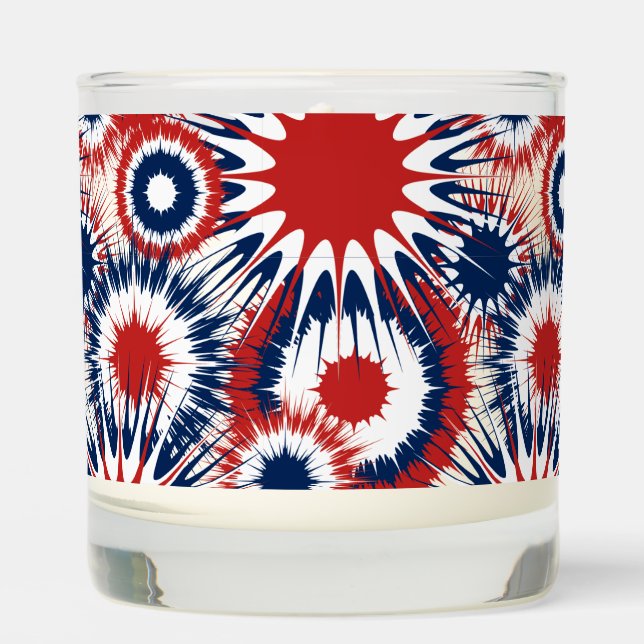 Patriotic Red White and Blue Fireworks Scented Candle (Front)