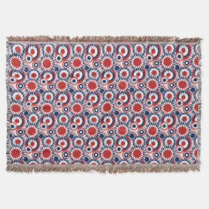 Patriotic Red White and Blue Fireworks Throw Blanket