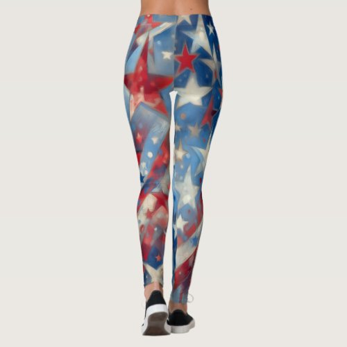 Patriotic Red White and Blue Fourth of July Leggings