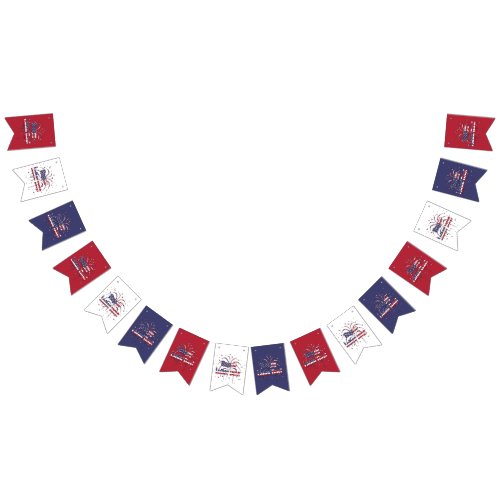 Patriotic Red White and Blue Happy Labor Day Bunting Flags