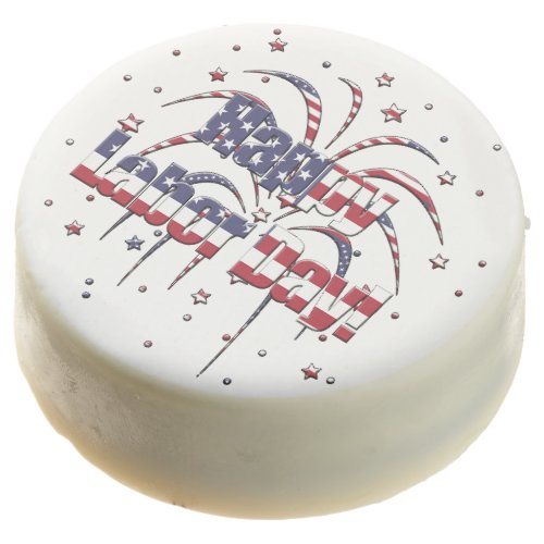 Patriotic Red White and Blue Happy Labor Day Chocolate Covered Oreo