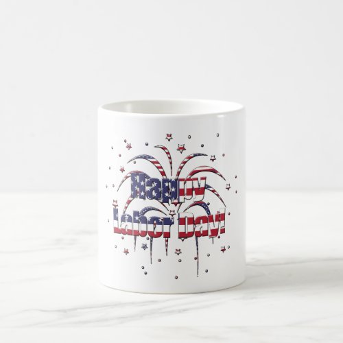 Patriotic Red White and Blue Happy Labor Day Coffee Mug