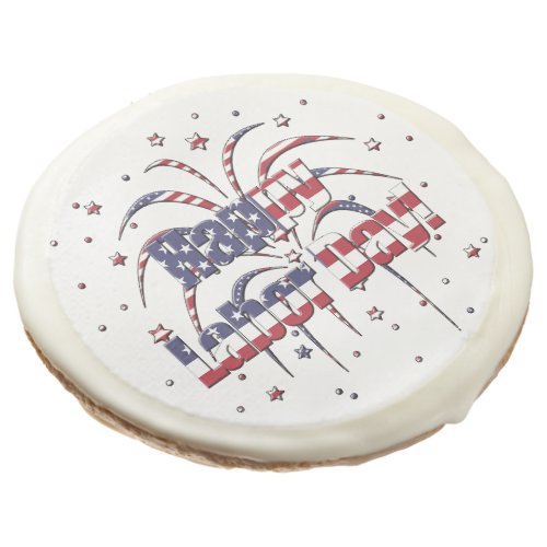 Patriotic Red White and Blue Happy Labor Day Sugar Cookie