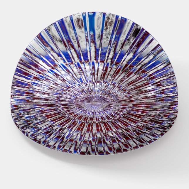 Patriotic Red White and Blue Kaleidoscopic USA Paperweight (Angled)