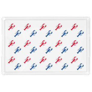 Patriotic Red white and blue lobster pattern Acrylic Tray